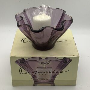 Lenox Amethyst Ruffle Glass Votive and Candle